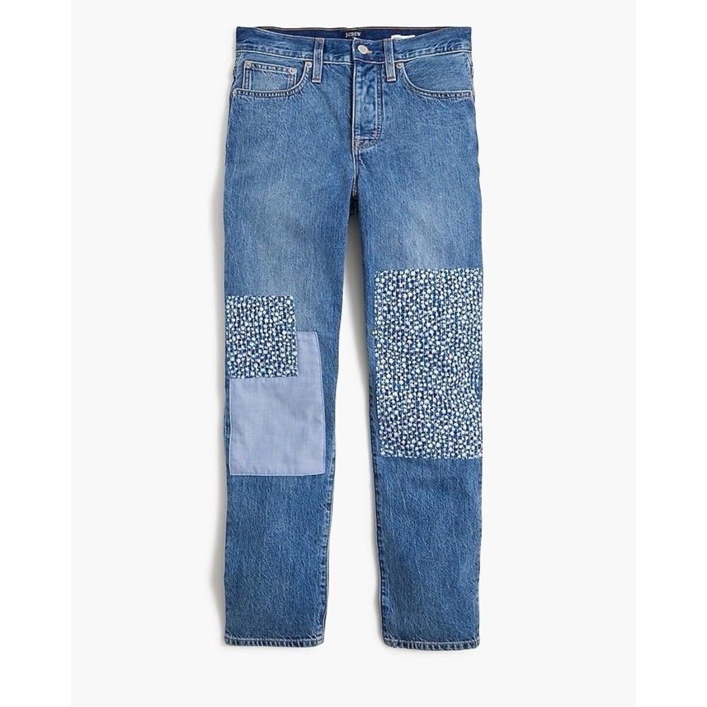 J.Crew Premium Slim Boyfriend Patched‎ Denim Jeans Size 31 Petite Cotton NEW